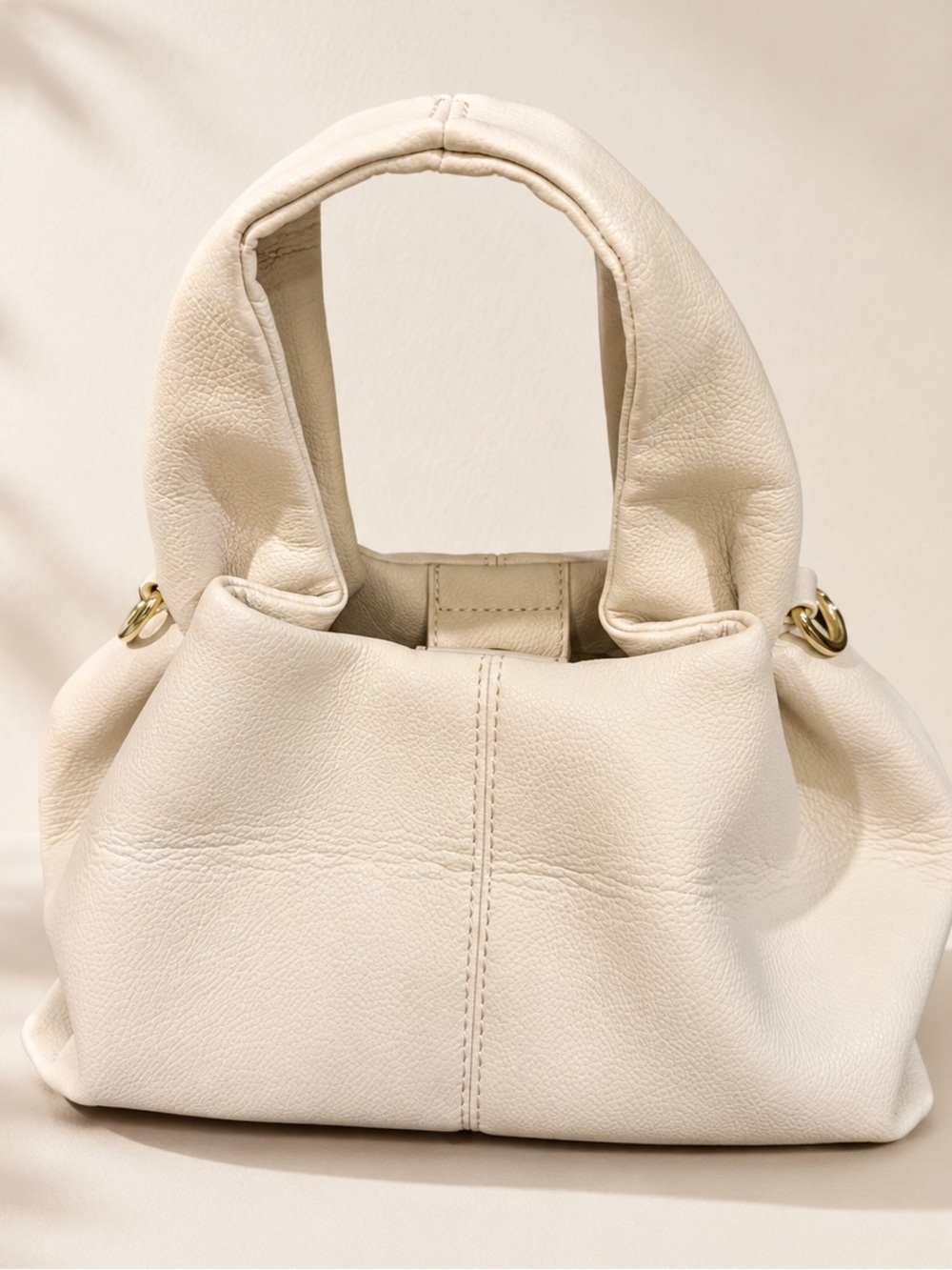 Cream Soft Shoulder Bag with Adjustable Crossbody Strap